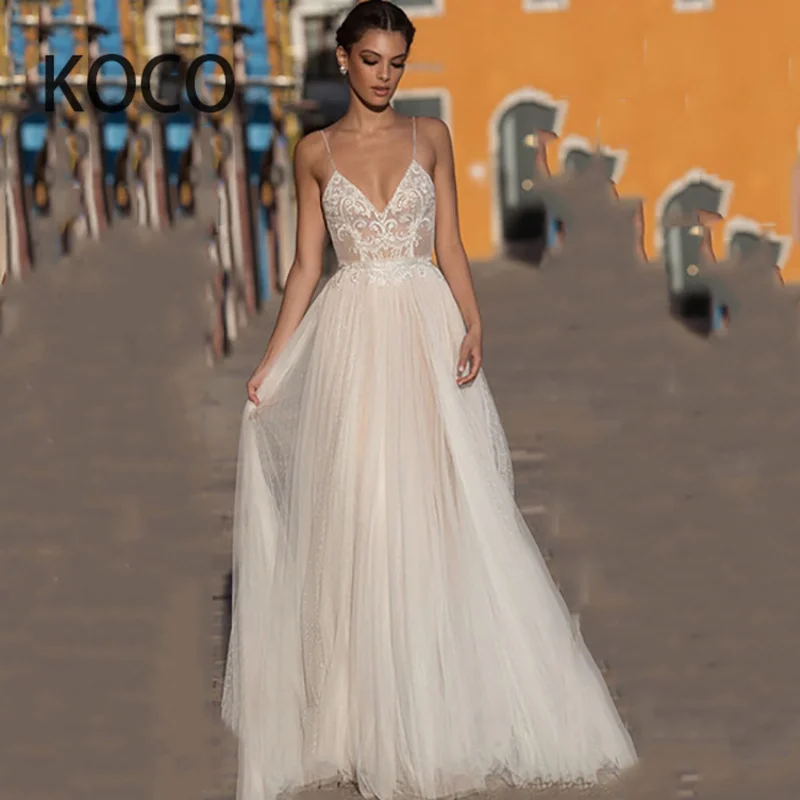 Женское свадебное платье MACDUGAL, простое кружевное плявечерние ное платье невесты с V-образным вырезом, элегантное платье невесты, 2021