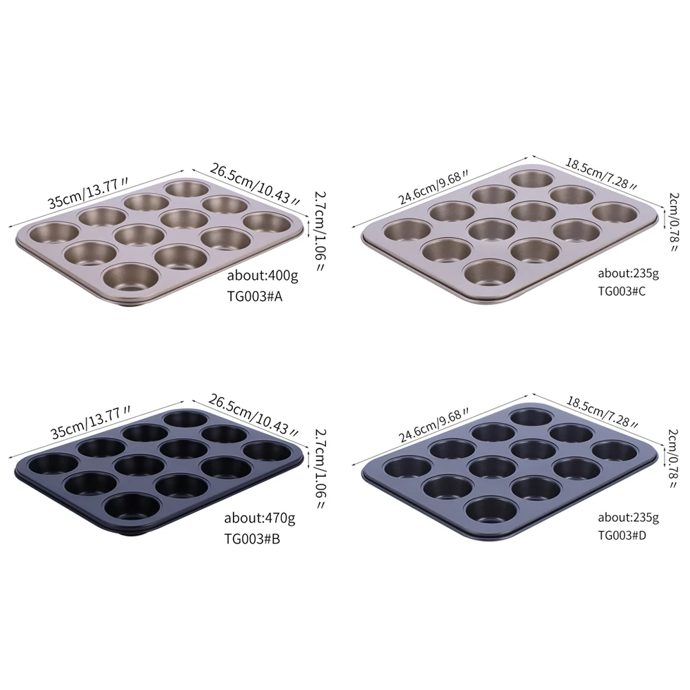 Круглая антипригарная чашка для кексов кастрюля с 12 полостями из углеродистой