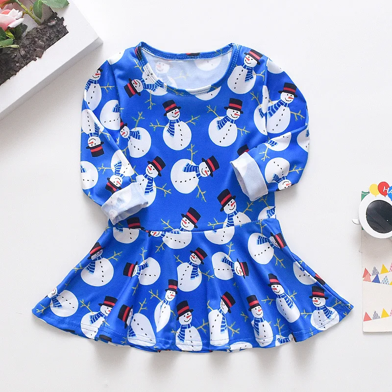 Платье принцессы с рождественским принтом для девочек одежда маленьких на День