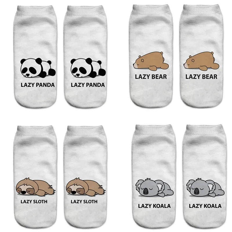 

Women 3D Print Socks Unisex Sloth Bear Sock Female Low Cut Warm Dog Sock New