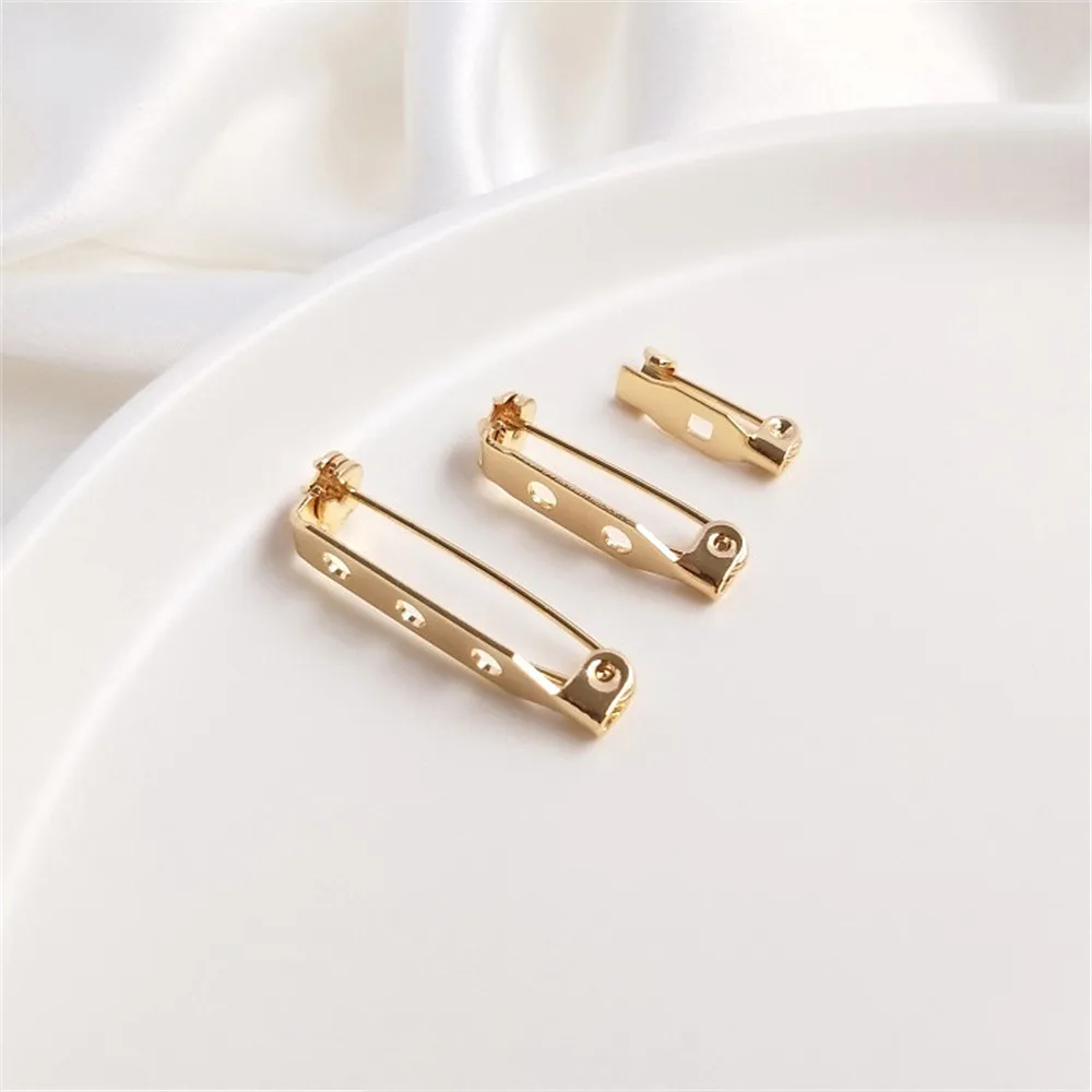 

14K Gold Filled Diy Accessories Safety Rotary Blank Brooch With Hole Bottom Hand Corsage Buckle Pin Jewelry Making Supplies