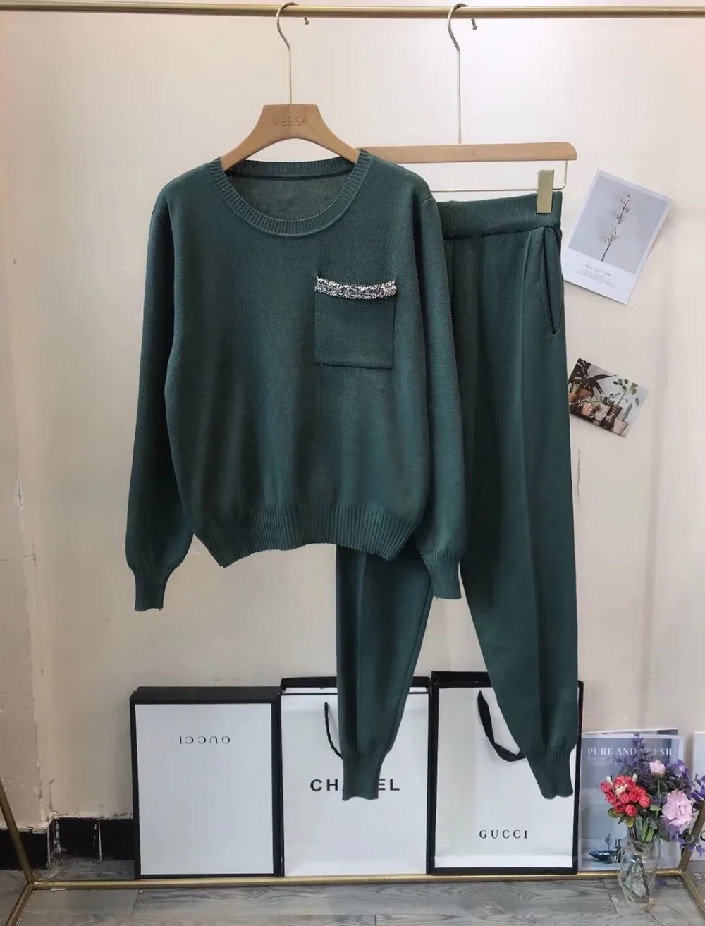Женский пуловер ALPHALMODA свитер + штаны Осень-зима новый стиль вязаные спортивные