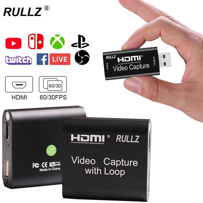 Rullz Loop out аудио видео записывающая карта HDMI Коробка микрофон в USB 2 0 3 игра прямая