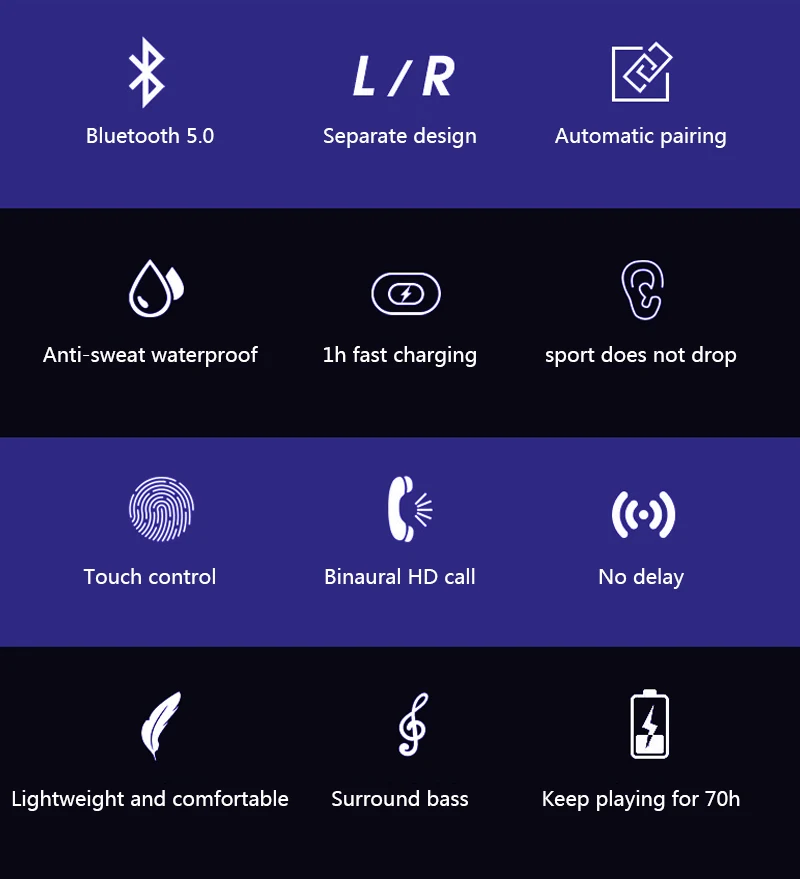 Bluetooth 5,0 спортивные наушники гарнитура беспроводная гарнитура hifi стерео бас наушники водонепроницаемые наушники для xiaomi huawei