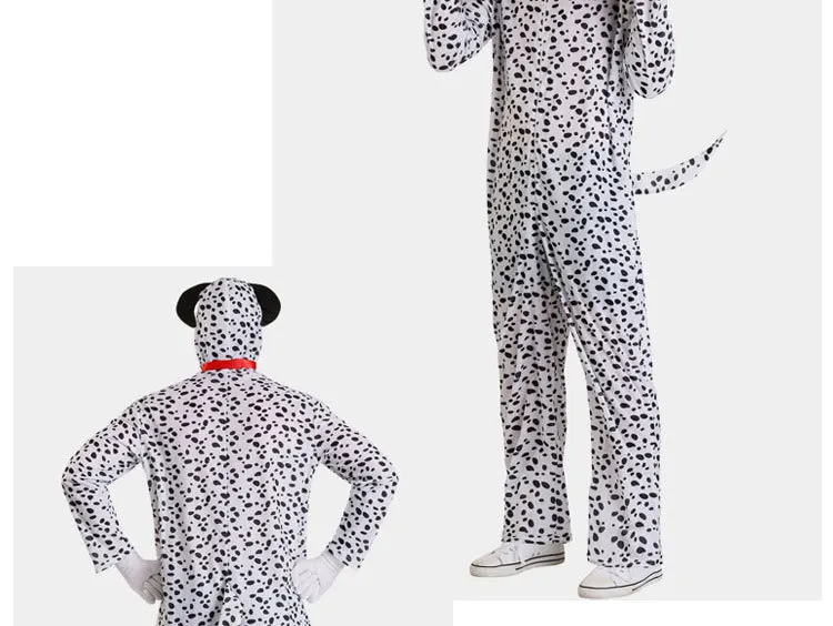 Хэллоуин Дети Мальчики Onesie Далматин пятнистая собака косплей костюм черный белый милые животные кигуруми Детский комбинезон пижамы для взрослых