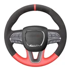 Ручной работы черная замша красный кожаный чехол рулевого колеса автомобиля для Dodge Challenger Dodge Зарядное устройство 2015-2021 Dodge Durango 2018