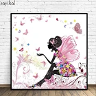 Алмазная живопись, вышивка крестиком, бабочки, сказочные стразы, квадратная картина 30x30, ручная работа, подарок, декор для стен