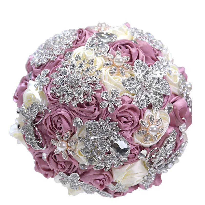 Свадебный букет из красных и белых кристаллов Ramos De невесты искусственный цветок