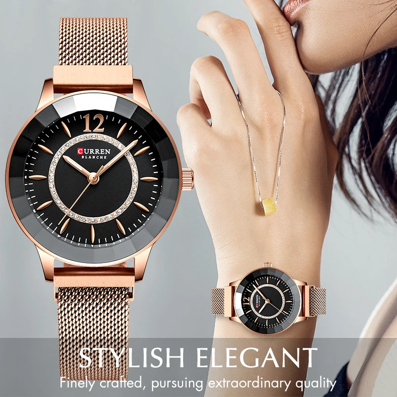 Часы CURREN женские кварцевые стильные дизайнерские из нержавеющей стали|Женские