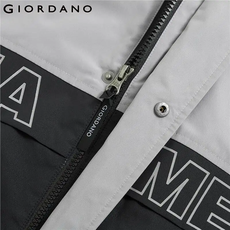 Мужская куртка с капюшоном Giordano ветрозащитная контрастной сетчатой подкладкой и