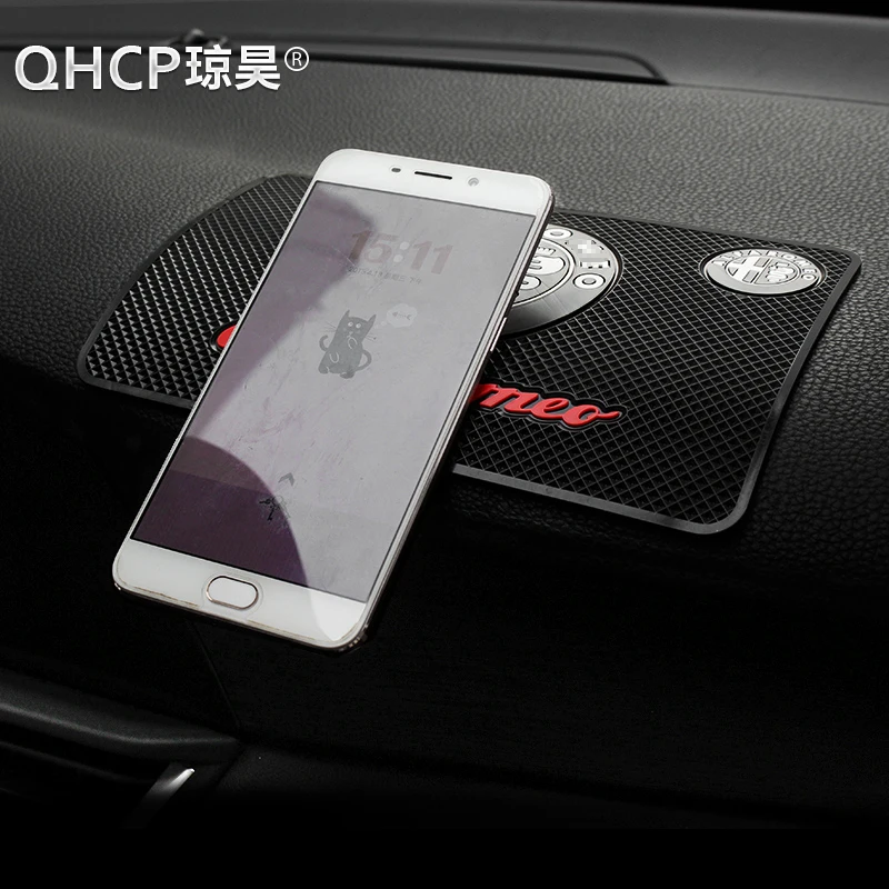 

QHCP Car Dashboard Sticky Anti-Slip PVC Mat Phone Sunglasses GPS Holder Pads For Alfa Romeo Giulia Stelvio Interior Accessories