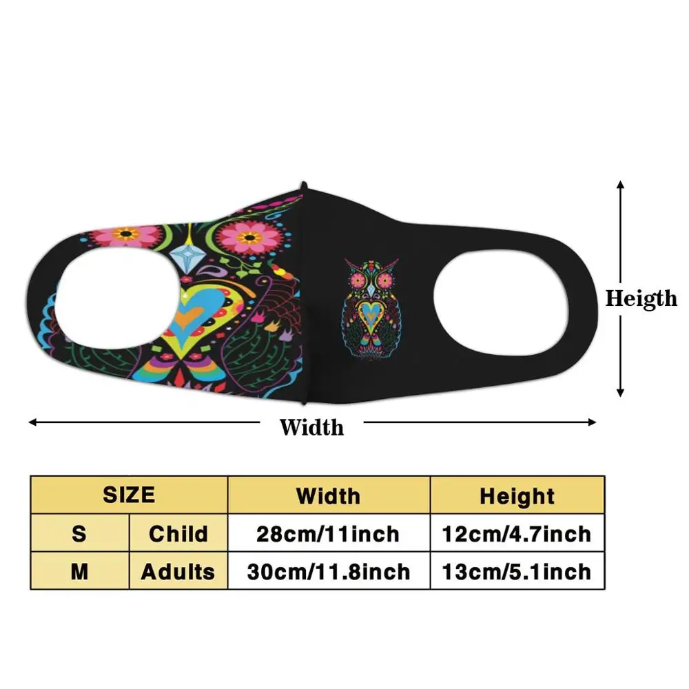 Маска-Антивирусная хлопковая для лица с фильтром День мертвых Совы | Аксессуары