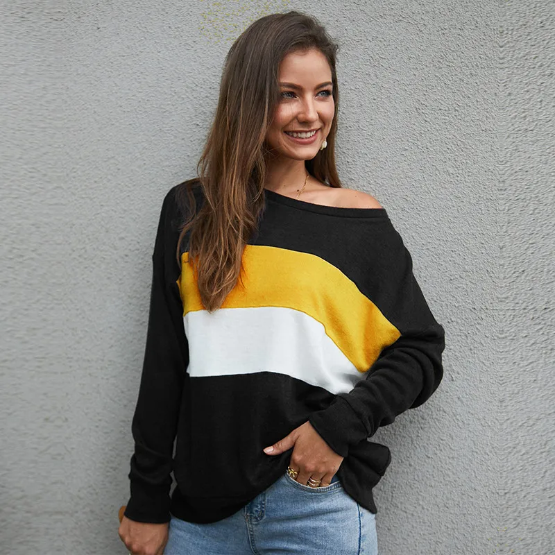 Женский свитер в полоску повседневный Модный вязаный пуловер Осень-зима 2020 новый