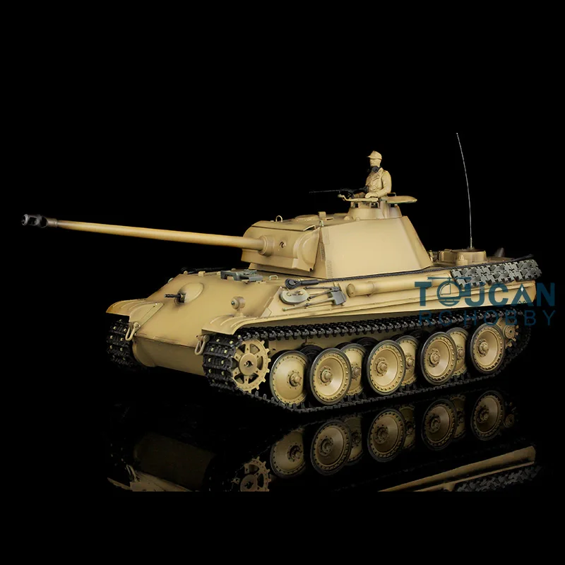 Heng Long 1/16 желтый RC Танк 7.0 пластиковая немецкая пантера G RTR 3879 360 ° вращающаяся