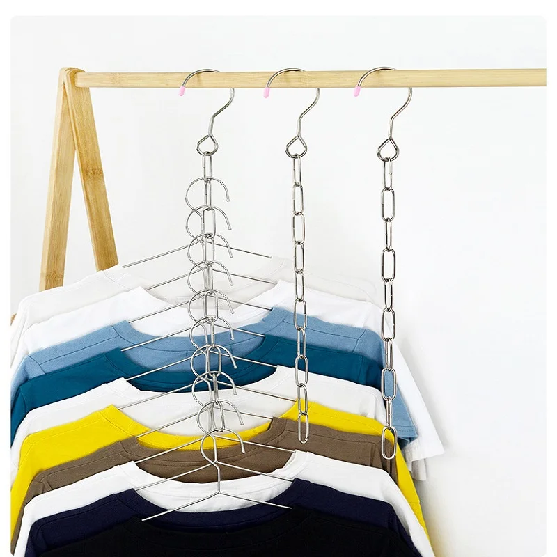 

Stainless steel clothes-line closet chain storage chain hanger personality creative wardrobe clothing multifunctional hangers