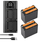 2 шт. 7800 мАч, NP-F960 NP F970 Камера Батарея + usb-портами и светодиодным индикатором Зарядное устройство для Sony NP-F550 F770 F750 F960 FM500H FM70 QM91D QM71D HVR-V1J