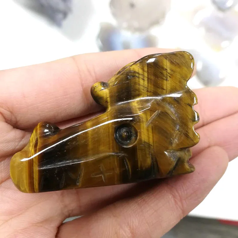 Оптовая продажа натуральный камень тигровый глаз Дракон Череп КВАРЦ ИСЦЕЛЕНИЕ