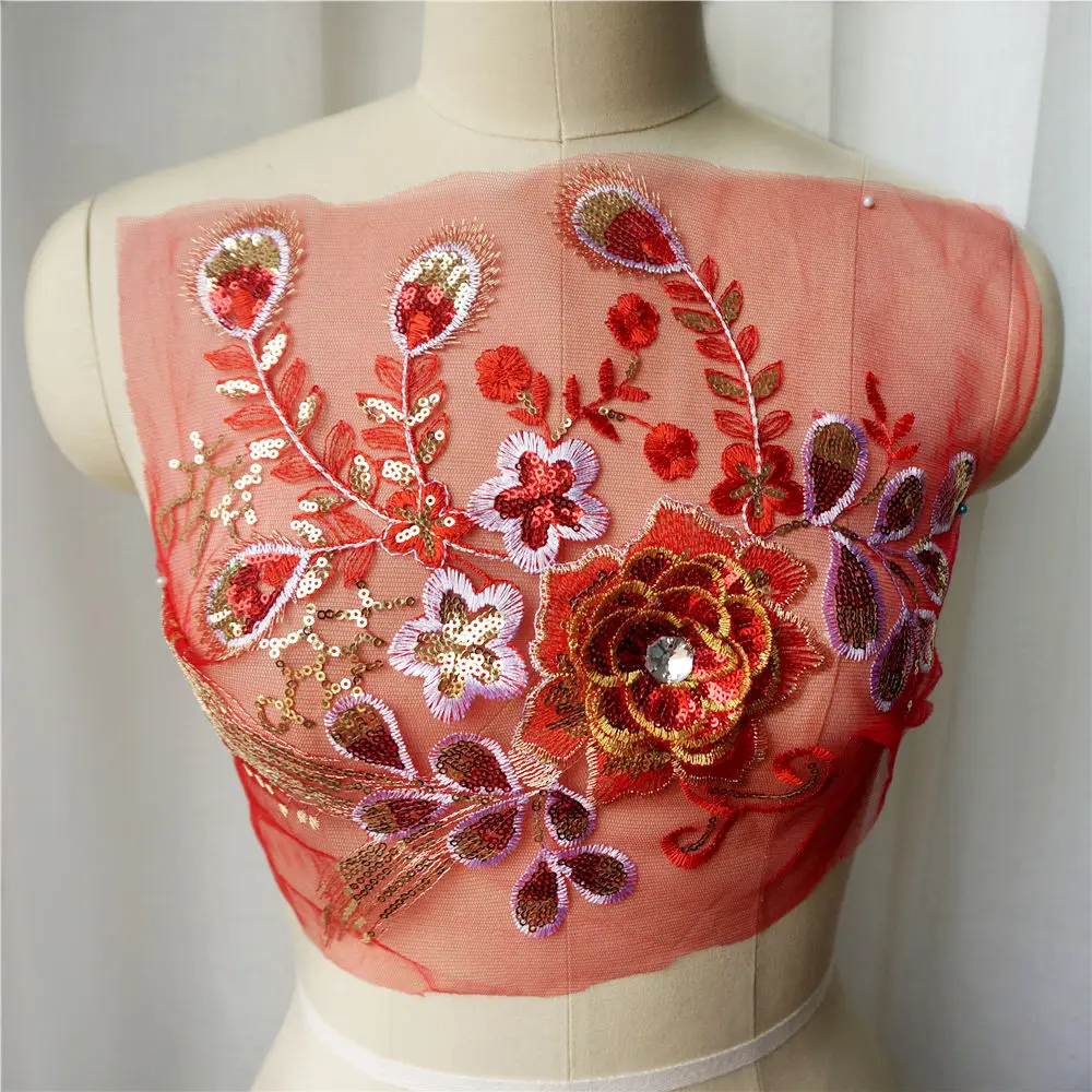 Вышитый кружевной воротник для платья с блестками и перьями | Дом сад