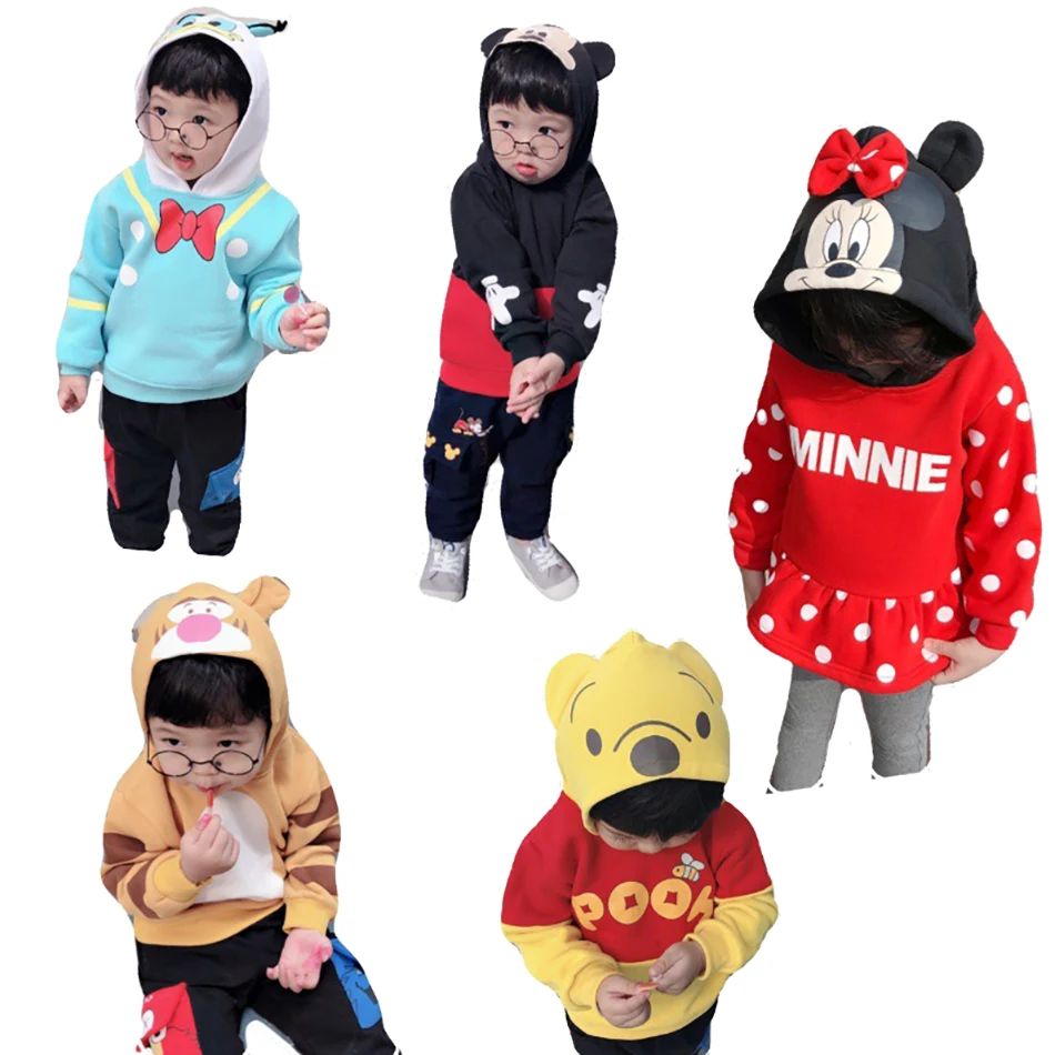Детская толстовка с капюшоном и изображением Микки Минни Диснея теплая зимняя