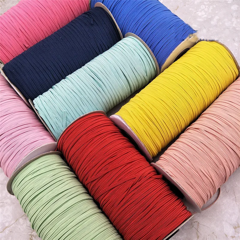 

3mm Soft Elastic Ribbon Band Flat Round High-Elastic Spandex Band Trim Sewing Diy Garment Accessories 200yards/roll