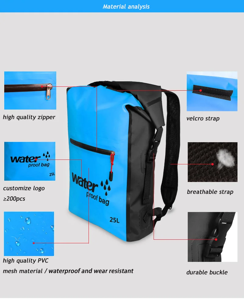 25л ПВХ Открытый Плавательный рюкзак сумка для хранения рафтинг ривинг Спорт