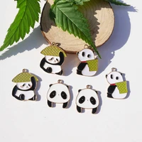 ax94f 3 lovely panda bear charms with green set of 10 white and black panda metal pendants 2027mm animal panda enameled charms