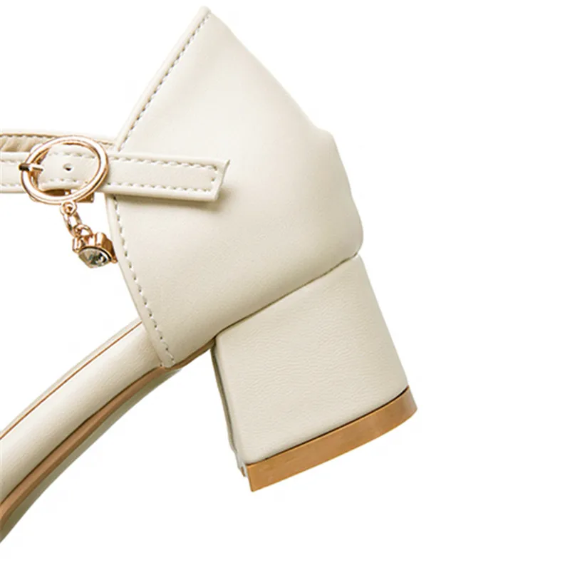 

2020 Summer Ladies Pumps Chunky Heels Hollow Bow Knot Student Party Mary Jane Heel Shoes Pink White beige