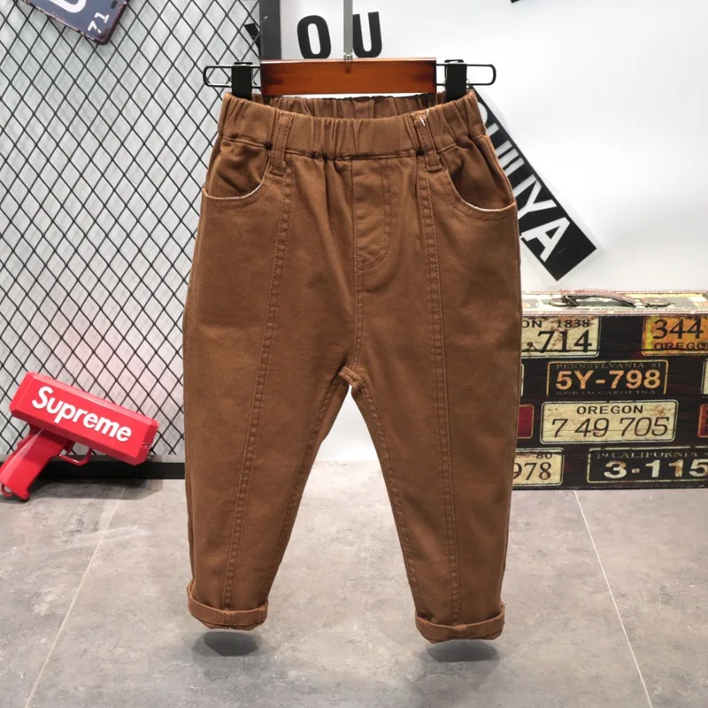 

WLG boys ruffle pants kids spring autumn solid black khaki coffee pant baby casual all match trousers