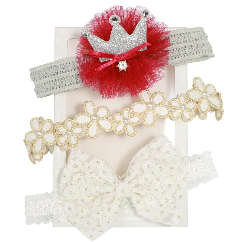 

2021 New 2/3pcs Headbands Set Newborn Princess Girl Hairband Flower Star Crown Infant Headwear Babe Photography Props