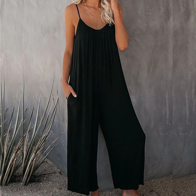 

Women Sleeveless Tie-dye Boho Casual Jumpsuit 2021 Summer Homewear Beach Vacation High Street Romper Overalls