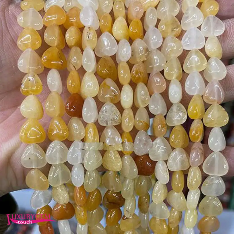 

Natural Yellow White Jades Stone Loose Beads 10mm Smooth Heart Shape DIY Jewelry Accessories 38Pcs a3605