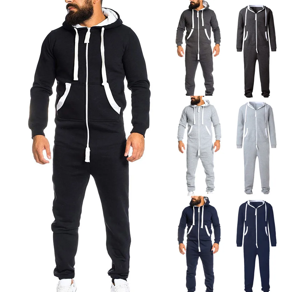 Мужской комбинезон, все в одном, для фитнеса, бега, для мужчин, t Non Footed Pajama Playsuit, блузка с капюшоном, Повседневная зимняя теплая Пижама# S