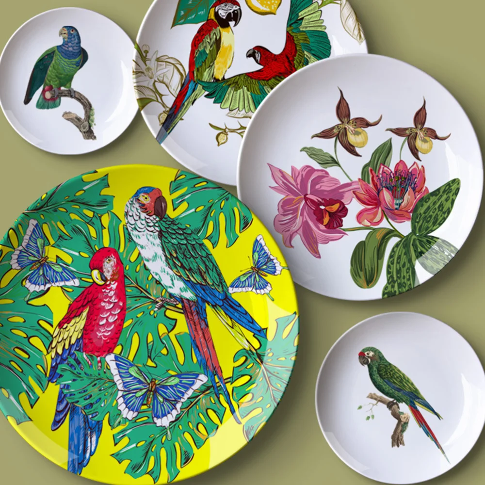 

4PCS Country Style Creative Pattern Hanging Plates Ceramic Ornaments Artistic Wall Decoration for Home Office Living Room (Rando