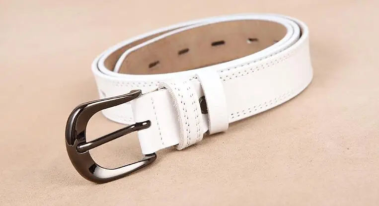 

real leather belts for women stitching up thin belt Pin buckle strap female High quality second layer cowskin women's belts