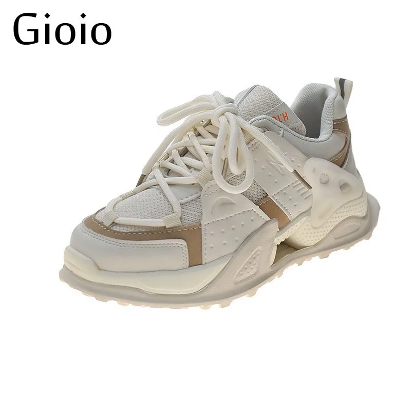 Gioio Top Quality Sneakers Women Shoes New White 4cm Loafers Fashion lady Board Shoes pink sweat  Women Casual Shoes