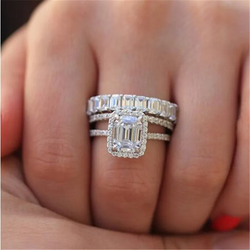 Эффектное женское кольцо обещания из стерлингового серебра 925 пробы AAAAA cz