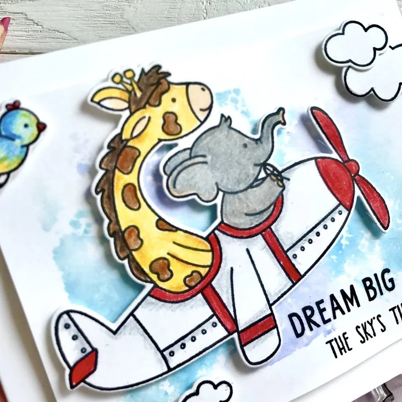 Металлические Вырубные штампы с прозрачными штампами самолёт жираф слон