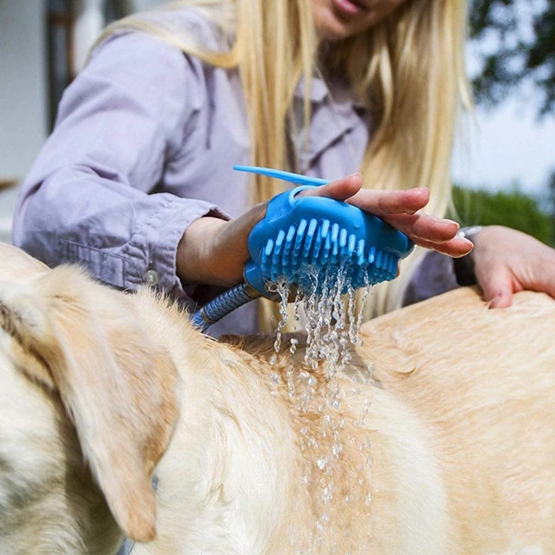 

2.5M Dog Shower Cleaner Faucet Sink Pet Dog Bathing Tools Supplies Silica Gel Brush Bath Sprayer Massage 2 Hose Adapters