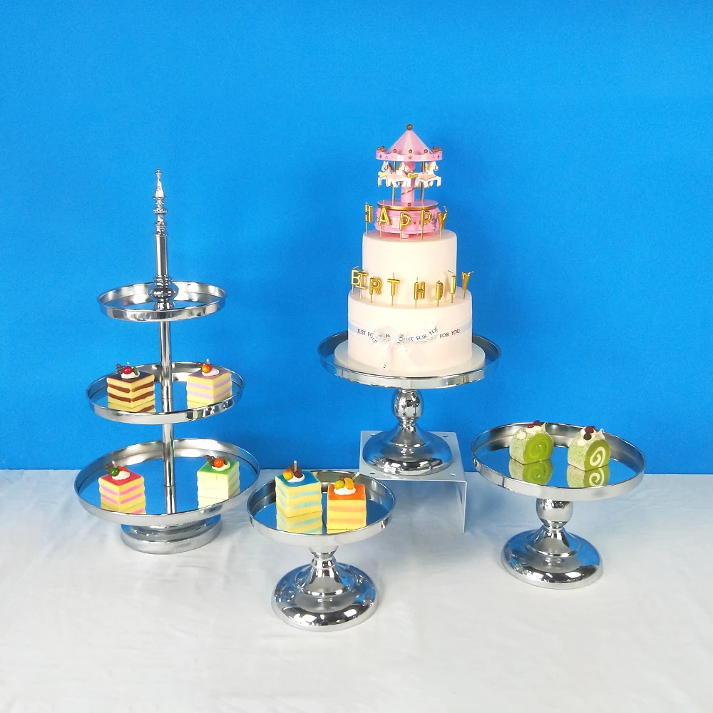 Tobs mirror cake stand tower Electroplating sliver Wedding Decoration 2&amp3 Tier Cupcake Display Gold Metal Stand | Дом и сад