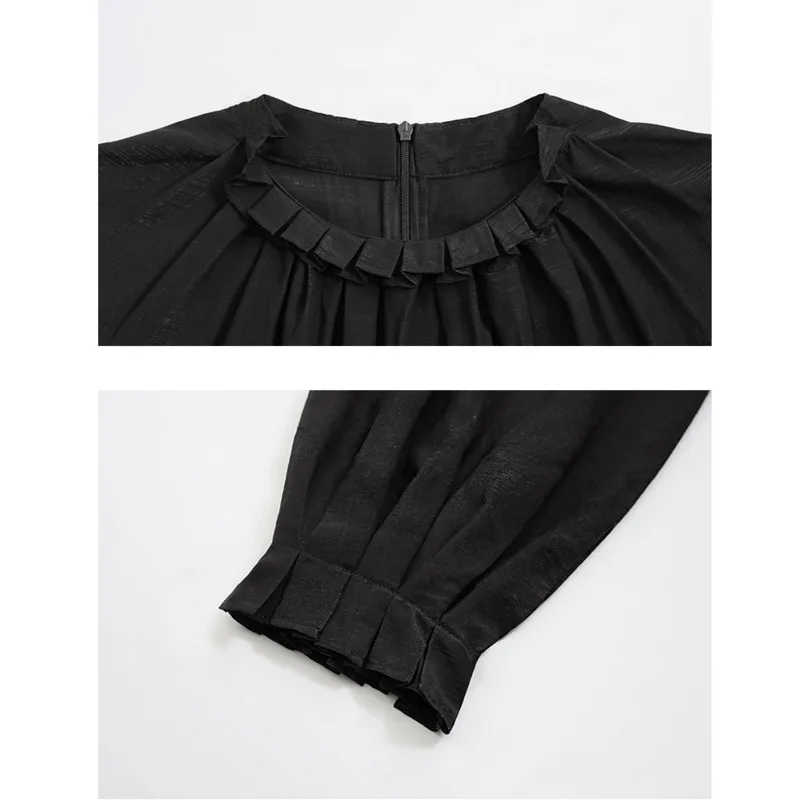 

Mozision Vintage O Neck Women Shirts Tops 2021 Casual Full Sleeve Female White Blouses Spring Ruched Ladies Tops Fashion