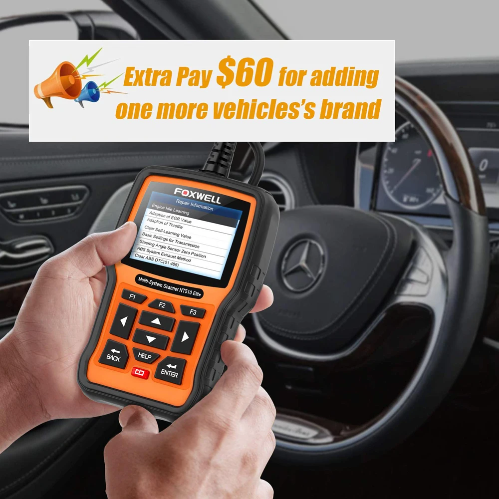 FOXWELL NT510 Elite полная система OBD2 сканер ABS SAS на подушке безопасности DPF BMS EPB сброс масла OBD 2 код ридер авто автомобильный диагностический инструмент