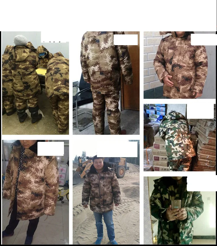 Холодный костюм комбинезоны из двух частей набор зима большой размер мужская хлопковая одежда Теплые Топы и штаны камуфляжная армейская куртка мужской костюм