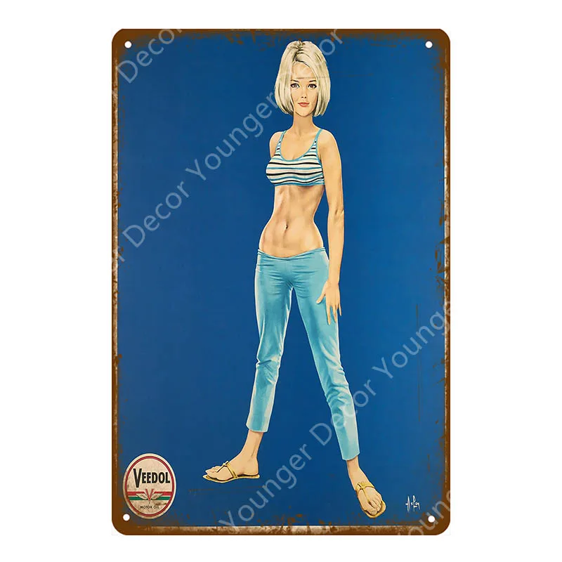 YD6707BI Pin Up Girl металлические знаки Самогонный плакат Сексуальная Дамская металлическая табличка настенная живопись наклейка для паба бара клуба домашний декор YI-167 - Цвет: YD6707BI