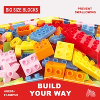 61 366pcs big size diy creative bricks classic assembly large particles bulk colorful building blocks educational toys kids gift