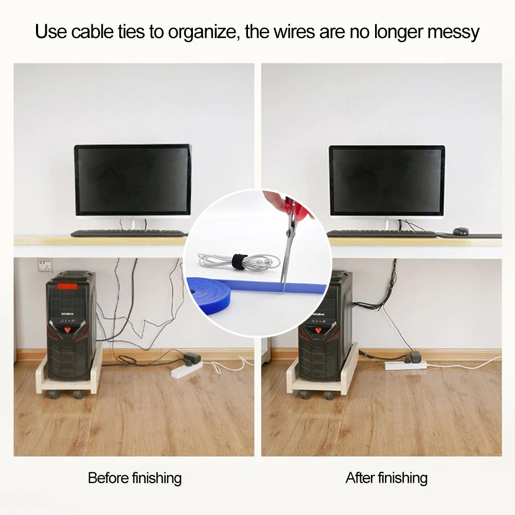 Многоразовые 5 м/рулон Цвет кабель липучками Самоклеящиеся Застежки лента