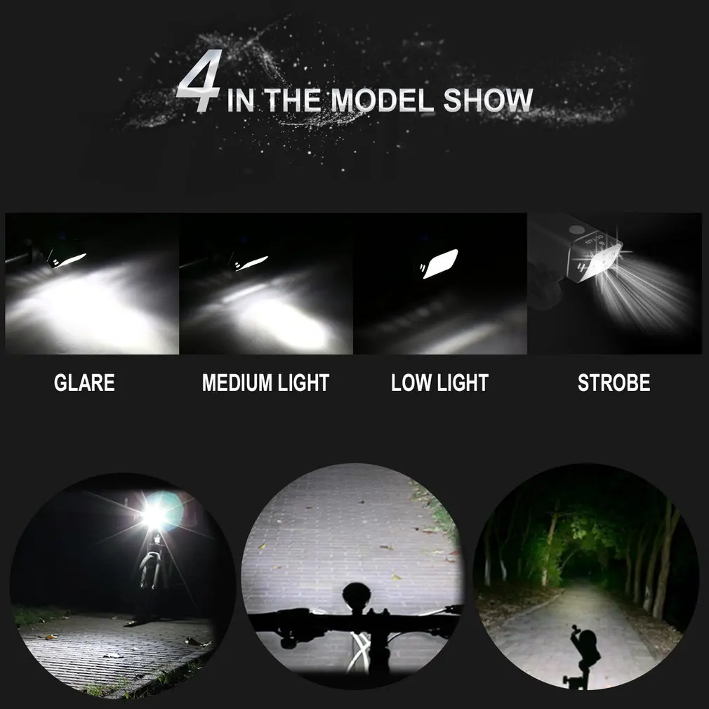 

300Lm Bicycle Front Light Bike Lamp Front LED Headlight Flashlight Torch Ipx6 Waterproof Usb Charging Safety Light With Bracket