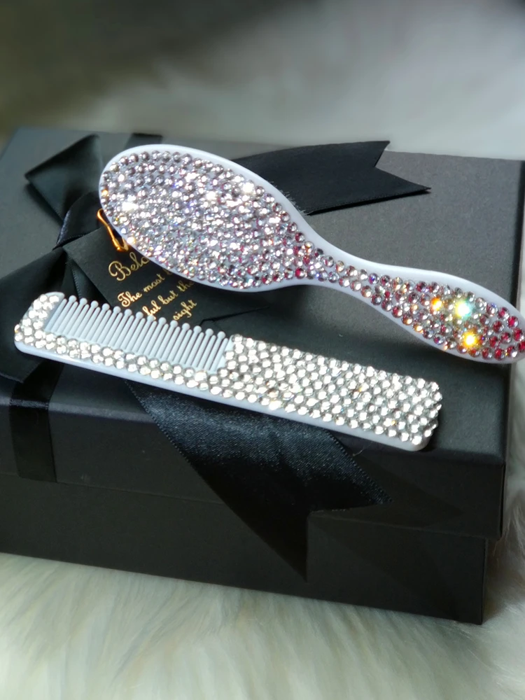 

Dubai Newborn Baby Brush Comb Gift Set Bling Hair Care Curler INS Girl Infant Christening Gift Sparkly Head Massager