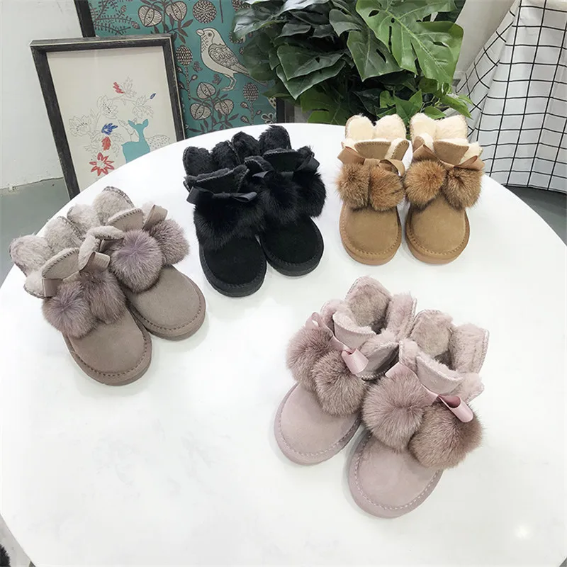 Водонепроницаемые ботинки ручной работы для девочек теплые зимние сапоги из