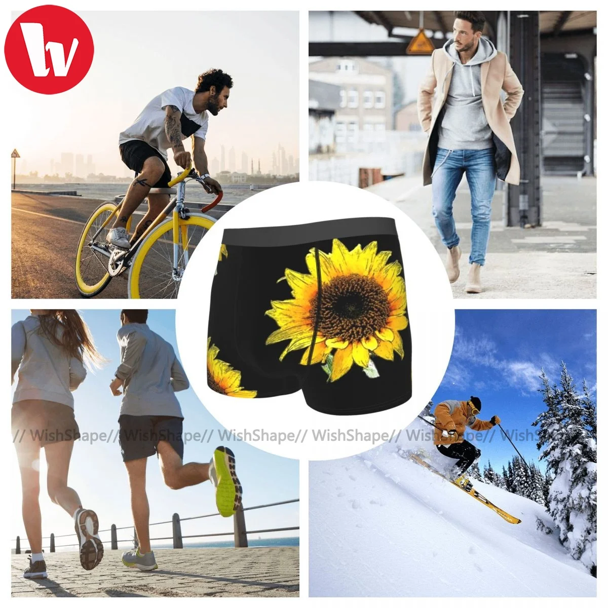 

Sunflower Underwear Men Print Plain Trunk Pouch Trenky Polyester Boxer Brief