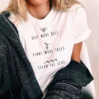 Женская футболка в эстетике Харадзюку, топ с коротким рукавом, с надписью помощь больше пчелы, растения, больше чистого моря